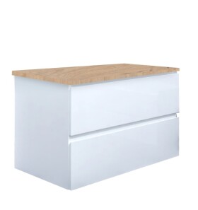 Koupelnová skříňka s krycí deskou SAT B-Way 79x50x45 cm bílá lesk BWAY280WDOAK BWAY280WDOAK