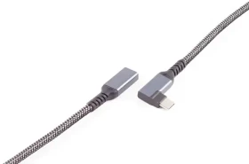 Shiverpeaks USB-C prodlužovací kabel 90° textilní / Prodlužovací kabel / USB-C (M) - USB-C (F) / USB 3.2 / PD / 1,5 m (BS14-74016)