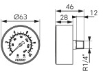 NOVASERVIS - Manometr 63mm 1/4" Axiál 0-10 bar M6310A