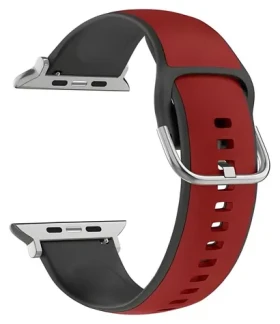 Beline Silico Leather červeno-černá / Řemínek / Silikon/eko-kůže / Pro Apple Watch 1-9/SE/SE2 / 38/40/41 mm