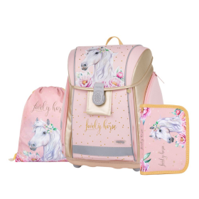 Školní set s batohem 3-dílný KARTON P+P PREMIUM LIGHT - Kůň Romantic