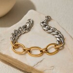 ELENYS Duo Oval – pozlacený náramek 18K žluté zlato Délka náramku: 19 cm
