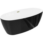 MEXEN/S - Lira volně stojící vana vzor 170 x 80, bílá/černá, sifon a přepad zlatá 52831708075-50