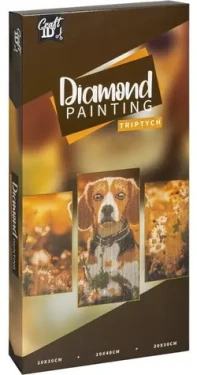 CRAFT ID Diamantové malování na rámu Pes triptych 40x20 cm + 30x20 cm