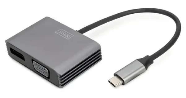 Digitus černá / Adaptér / USB-C - DisplayPort/VGA / 4K/30Hz / 20 cm (DA-70827)