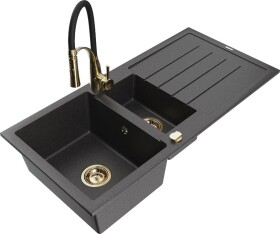 MEXEN - Andres granitový dřez s odkapávačem včetně baterie Aster, černá nakrapiany 6515-76-73450-57-G