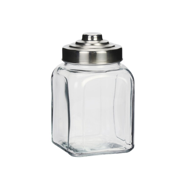 MADAM STOLTZ Skleněná dóza Steel Lid 1400 ml, čirá barva, sklo, kov