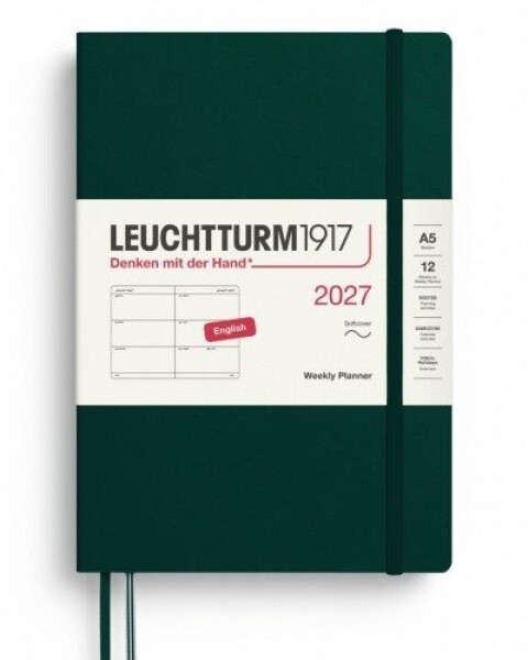 Týdenní plánovač Forest Green, Medium A5 2027, Softcover,English