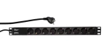 LogiLink Napájecí lišta 19" 9x230V černá / Zásuvková lišta / bez vypínače / 2 m / 16 A (PDU9C03)