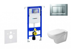 GEBERIT - Duofix Modul pro závěsné WC s tlačítkem Sigma30, matný chrom/chrom + Duravit D-Code - WC a sedátko, Rimless, SoftClose 111.355.00.5 NH7