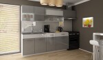 FRONTI Kuchyňská linka DOLORES 240/180 - Šedý + bílý lesk