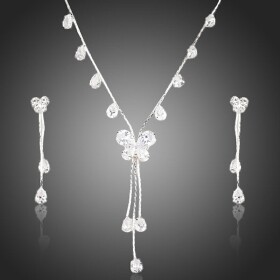 Souprava náhrdelníku a náušnic Swarovski Elements Roselin, Bílá/čirá 40 cm + 3 cm (prodloužení)