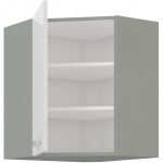 Horní rohová skříňka 60x60 GN-72 1F (45°) Barva korpusu: Šedá, Barva dvířek: Krémový lesk (Karmen)