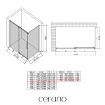 CERANO - Sprchový kout Lantono - levá - 8 mm - Soft-Close - černá matná, mléčné sklo - 140x100 - posuvný CER-665272