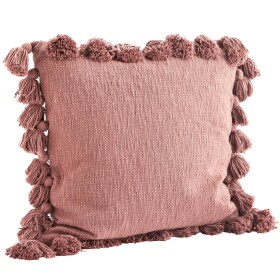MADAM STOLTZ Bavlněný povlak na polštář Tassels Rose 60 × 60 cm, růžová barva, textil