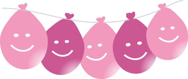 Balonky smajlík visící LED svítící 5ks mix růžové