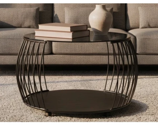 Kulatý konferenční stolek Shanghai, 80 cm, černý/šedý