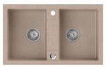 SAPHO - Granitový dvojdřez, 78x48cm, béžová GR2222
