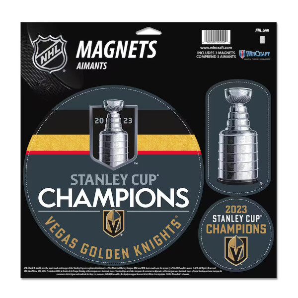 Fanatics Set magnetek Vegas Golden Knights NHL 2023 Stanley Cup Champions Three-Pack Indoor/Outdoor Vinyl Magnet Set