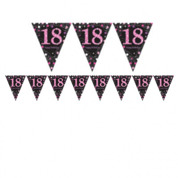 Vlajka 18. narozeniny pink 4 m Amscan Vlajka 18. narozeniny pink 4 m Amscan