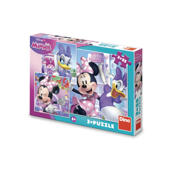 Puzzle Minnie a Daisy 3x55 dílků