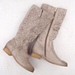 Dámské semišové zateplené ažurové boty khaki Potocki 12522 38