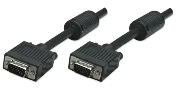 Manhattan SVGA kabel HD15 M/M černá / VGA kabel / Stíněný / Feritové jádro / 1,8 m (317757)