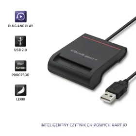 Čtečka čipových karet ID USB 2.0 černá / Čtečka karet / LED indikace / kabel 0,9 m (50642)
