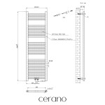 CERANO - Koupelnový radiátor Benito - středové připojení 50mm/boční - 460 W - chrom - 1500x450 mm CER-673851