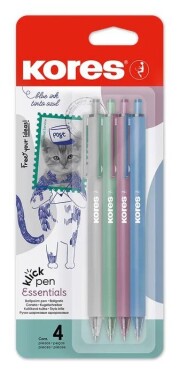 Kores stiskací kuličkové pero Klick Pen Essentials - 4 barvy, blistr