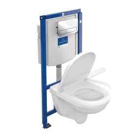 VILLEROY & BOCH - O.novo Set předstěnové instalace ViConnect, klozetu a sedátka, DirectFlush, SoftClosing, a tlačítka E200, lesklý chrom 5660D201