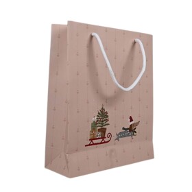 Det Gamle Apotek Papírová taška Christmas Holidays Sausage dog – small, béžová barva, papír
