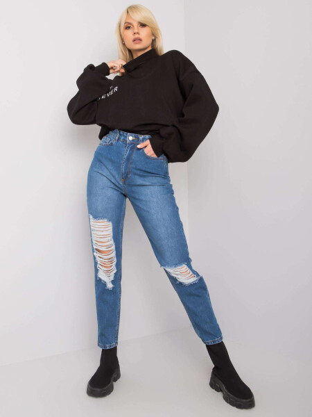 Modré roztrhané mom jeans Kessy RUE PARIS