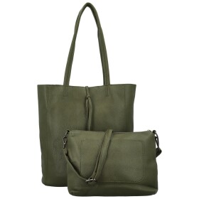 Trendy dámský koženkový set kabelek Alisia, olivově zelený