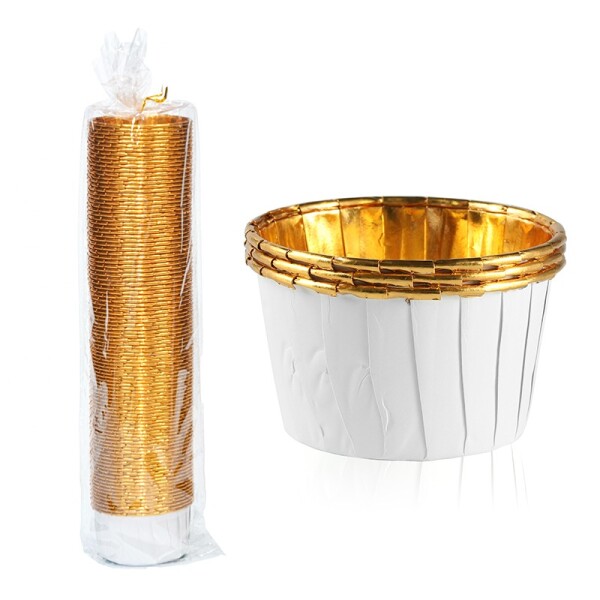 Cake star Samonosné košíčky bílo-zlaté 50ks