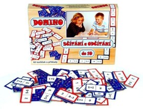 Domino sčítání a odčítání do 10 - společenská hra 60 ks v krabici