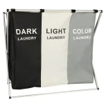 KIK Tříkomorový koš na prádlo s organizérem 135 l / Oxford 600D / 65 × 36,5 × 58 cm (400841)