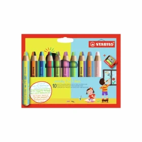 STABILO® woody 3 in 1 duo - dvoubarevná tuha - 10 ks sada s ořezávatkem (882/10-2)