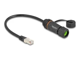 DeLock Kabel RJ45 vidlice - RJ45 zásuvka vodotěsný / Síťový kabel / Cat6a / S/UTP / IP68 / 0,25 m (88147)