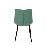 Židle jídelní, zelená látka, černé kovové nohy