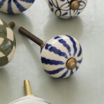 MADAM STOLTZ Kameninová úchytka Brown / Blue Antique Brass modrá, měděná barva, kov, keramika