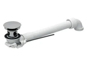 Geberit Úsporný sifon pro umyvadla s přepadem chrom / Sifon / výpusť s táhlem / G 1 1/4" / úzké provedení (152.070.21.1)