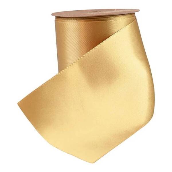 Det Gamle Apotek Široká saténová stuha Gold 5 m, zlatá barva, textil