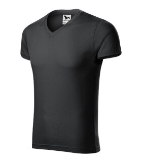 Slim Fit V-neck tričko pánské ebony gray S