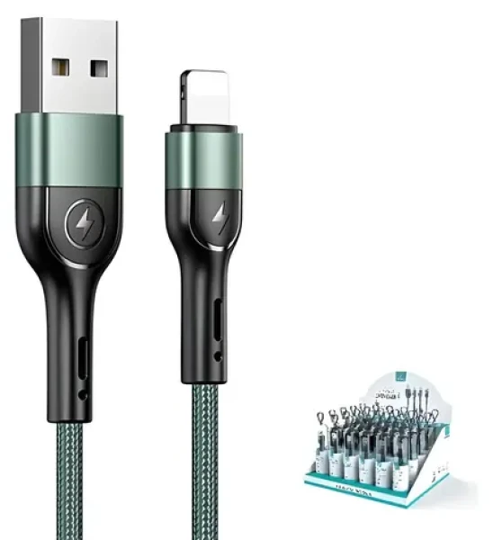 USAMS SJ448 U55 zelená / Dobíjecí a datový kabel / Lightning / Braided / 1m (SJ448USBSG02)