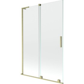 MEXEN/S - Velar L dvoukřídlá posuvná vanová zástěna 120 x 150, transparent, zlatá kartáčovaná 896-120-003-01-55
