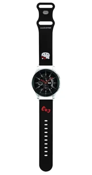 Hello Kitty Silikonový řemínek Kitty Head 22 mm černý / Řemínek / Univerzální / Silikon (HKUWLSCHBLK)