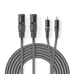 Nedis Vyvážený Audio kabel 2x XLR 3pinový (M) - 2x RCA (M) 3.00 m tmavě šedá (COTH15210GY30)