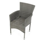 Židle zahradní, šedý umělý ratan, kov, stohovatelná.