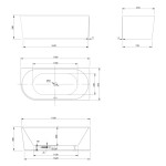AQUALINE - TIBERA R rohová stojící vana, 170x80cm, bílá E1015
